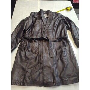 Excelled Collection Women's Size XL Black Leather Mid-Length Trench Coat NWT